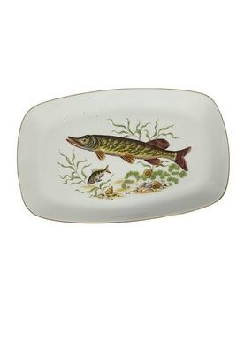 Vintage Eschenbach Bavaria Germany Fish Serving Platter 15 3/4” Porcelain Pike